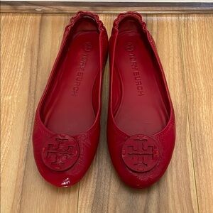 Tory Burch Patent Red Miller Flat